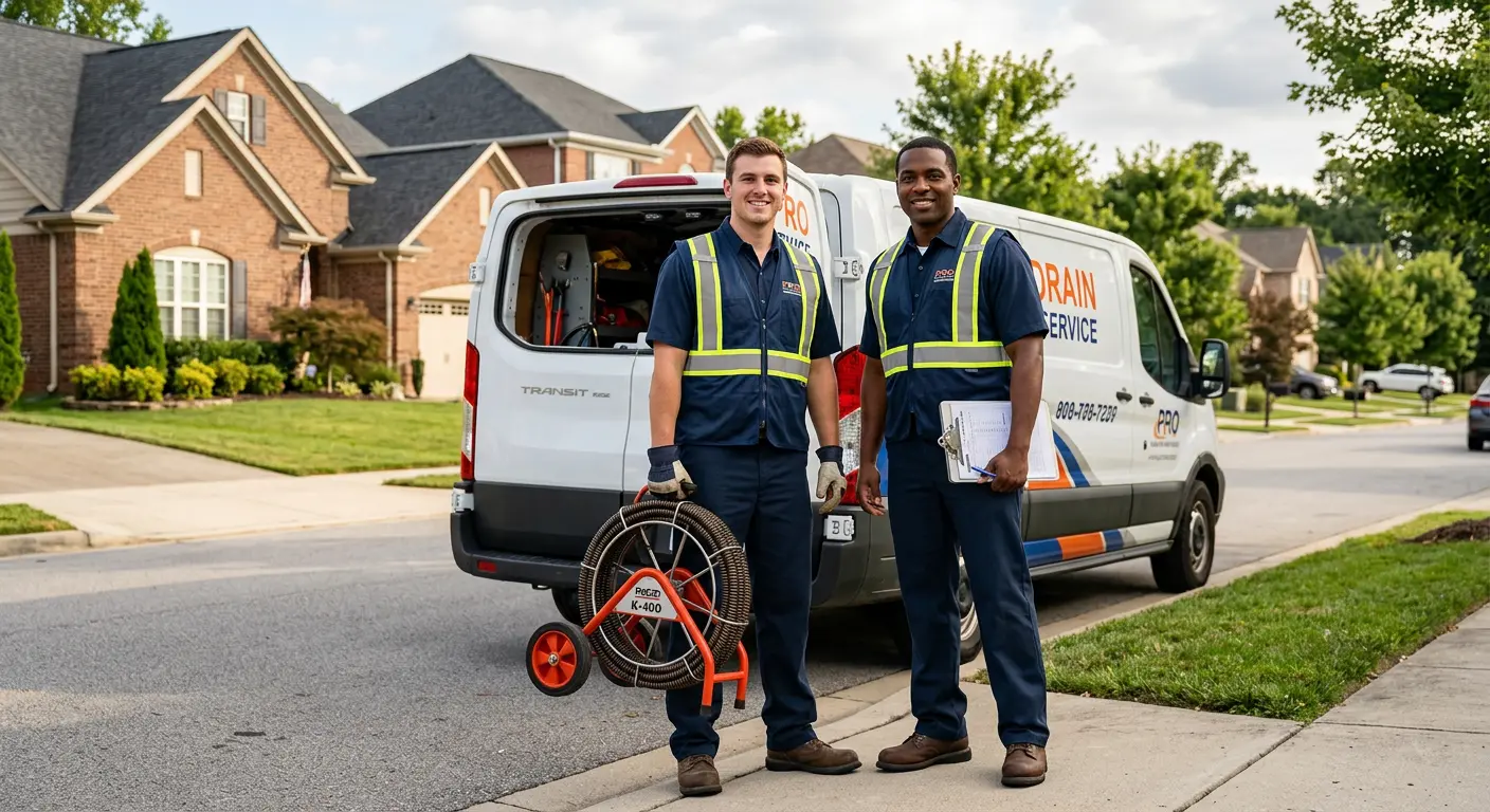 Sewer and drain service team with equipment ready for work in Elk Ridge